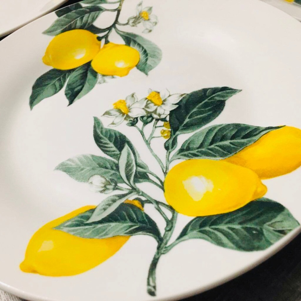 Set of Four Lemon Salad Sets Plates Yellow Fruit - Picture 2 of 3